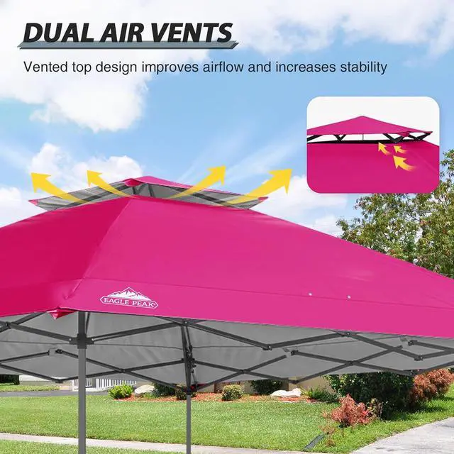 Alt view image 2 of 7 - Replacement Canopy Top for Eagle Peak 13x13 Straight Leg Pop Up Canopy Frame Only, Canopy Cover with Two Tier Air Vent, UPF 50+, Frame NOT Included, Dark Pink