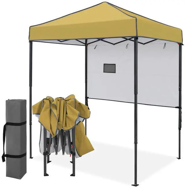 Main image of 6x4 Instant Pop Up Canopy Tent with 1 Half Wall Panel, Straight Leg Sun Shelter, Portable Canopy with Carry Bag for Camping, Beach & Sports, Beige