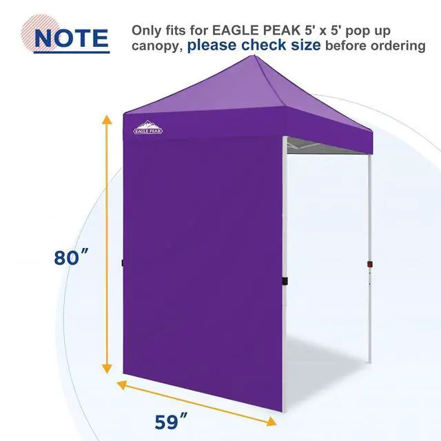 Alt view image 4 of 7 - Canopy Sidewall for 5x5 Pop Up Canopy Frame, Single Side Wall Panel Only (Fits 5x5 Straight Leg Frame, Canopy Top or Frame NOT Included), Purple