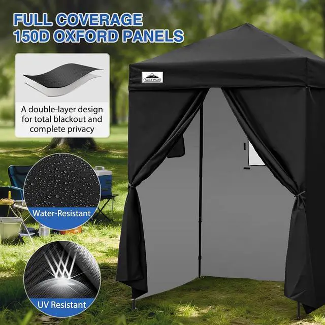 Alt view image 4 of 7 - Flex Ultra Compact 5x5 Changing Room, Pop-up Canopy, Sun Shelter, Portable Privacy Canopy Cabana for Pool, Fashion Photoshoots, or Camping, Black