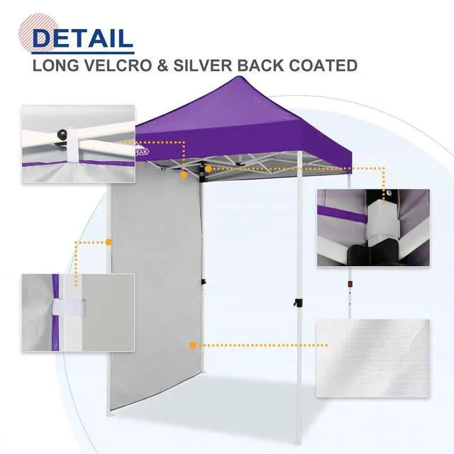 Alt view image 5 of 7 - Canopy Sidewall for 5x5 Pop Up Canopy Frame, Single Side Wall Panel Only (Fits 5x5 Straight Leg Frame, Canopy Top or Frame NOT Included), Purple