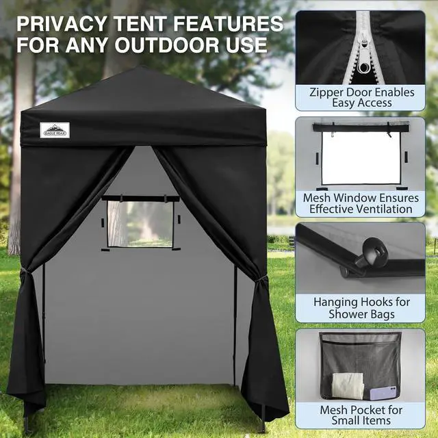 Alt view image 2 of 7 - Flex Ultra Compact 5x5 Changing Room, Pop-up Canopy, Sun Shelter, Portable Privacy Canopy Cabana for Pool, Fashion Photoshoots, or Camping, Black