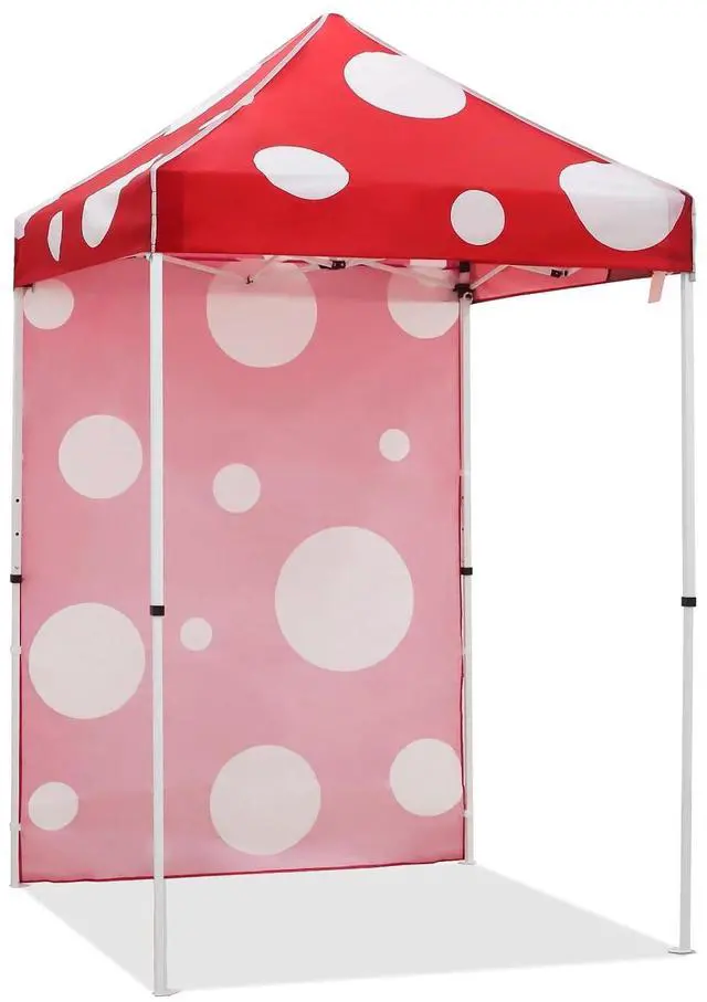 Main image of Pop up Canopy 5x5, Outdoor Portable Canopy Tent with One Removable Sunwall, Carry Bag Included, Red Mushroom