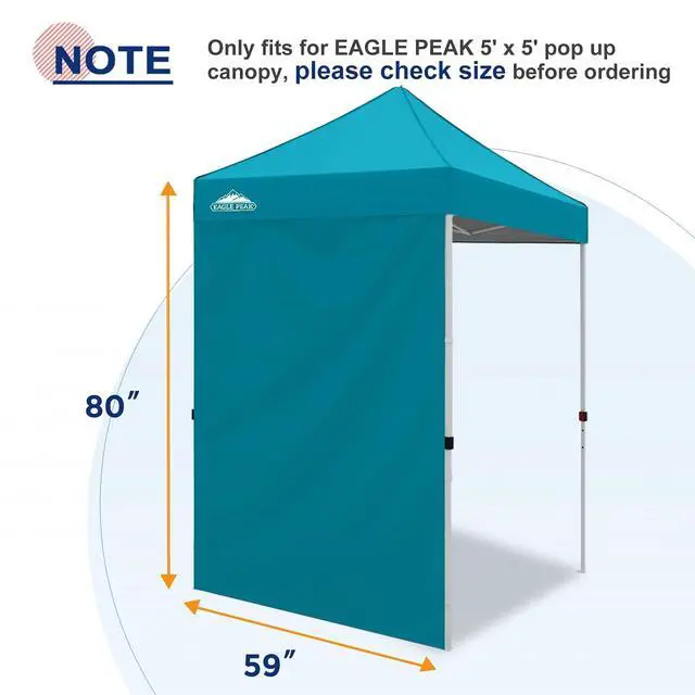 Alt view image 4 of 7 - Canopy Sidewall for 5x5 Pop Up Canopy Frame, Single Side Wall Panel Only (Fits 5x5 Straight Leg Frame, Canopy Top or Frame NOT Included), Turquoise
