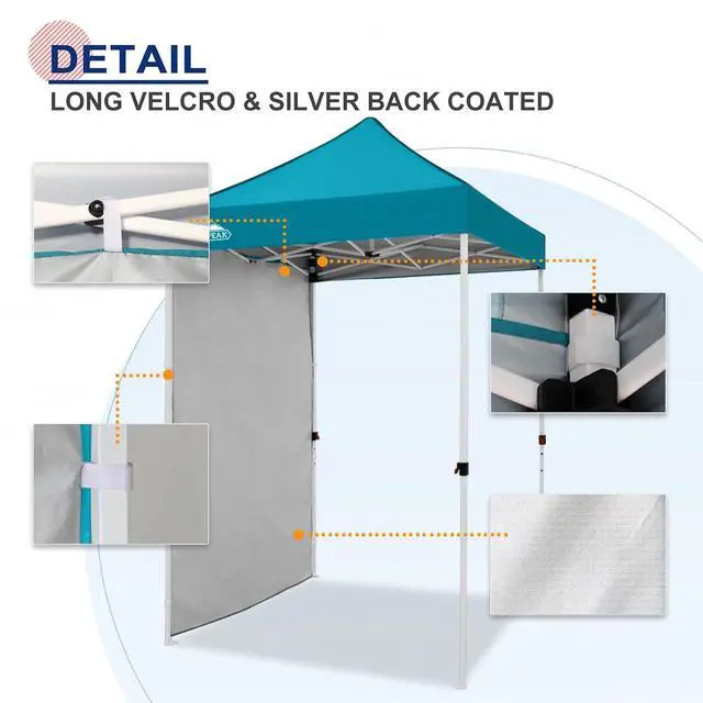 Alt view image 5 of 7 - Canopy Sidewall for 5x5 Pop Up Canopy Frame, Single Side Wall Panel Only (Fits 5x5 Straight Leg Frame, Canopy Top or Frame NOT Included), Turquoise