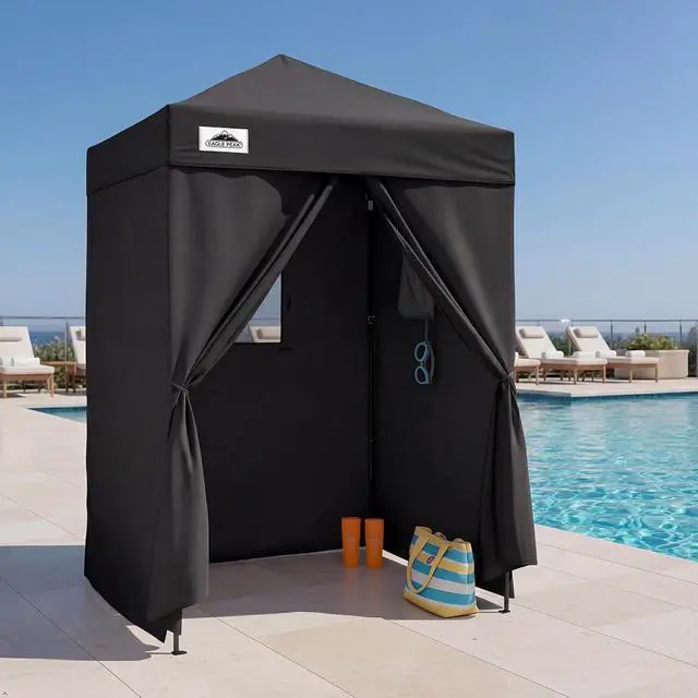 Alt view image 5 of 7 - Flex Ultra Compact 5x5 Changing Room, Pop-up Canopy, Sun Shelter, Portable Privacy Canopy Cabana for Pool, Fashion Photoshoots, or Camping, Black