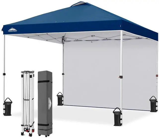 Main image of Commercial Canopy 10x10 Pop Up Canopy Tent with 1 Sidewall, Easy Setup Heavy Duty Instant Event Shelter for Vendors & Markets, Outdoor Sun Shade, Dark Blue