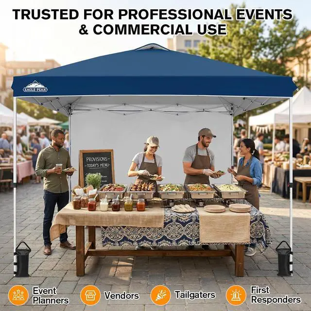 Alt view image 5 of 7 - Commercial Canopy 10x10 Pop Up Canopy Tent with 1 Sidewall, Easy Setup Heavy Duty Instant Event Shelter for Vendors & Markets, Outdoor Sun Shade, Dark Blue