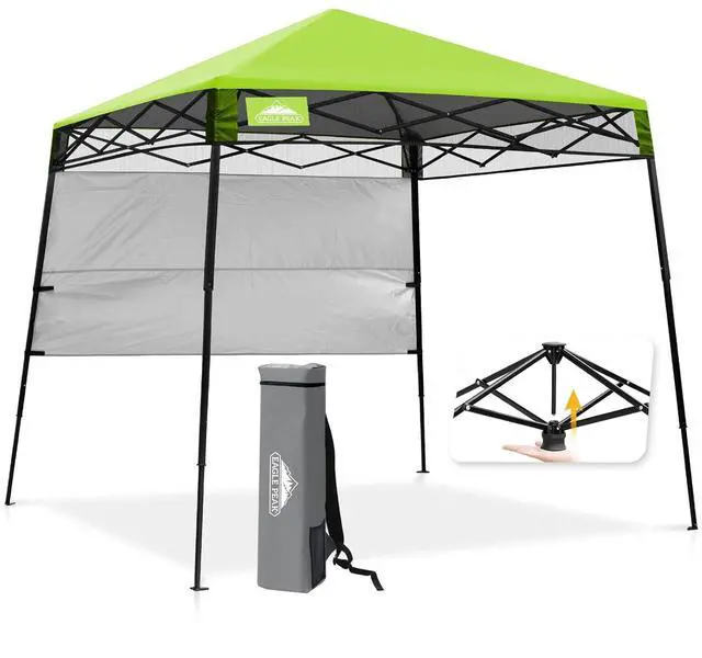 Main image of 8x8 Pop Up Canopy Tent with Sidewall, Compact, Portable Slant Leg Instant Sun Shelter for Beach, Sports, & Camping, 8x8 Base 6x6 Top, Green