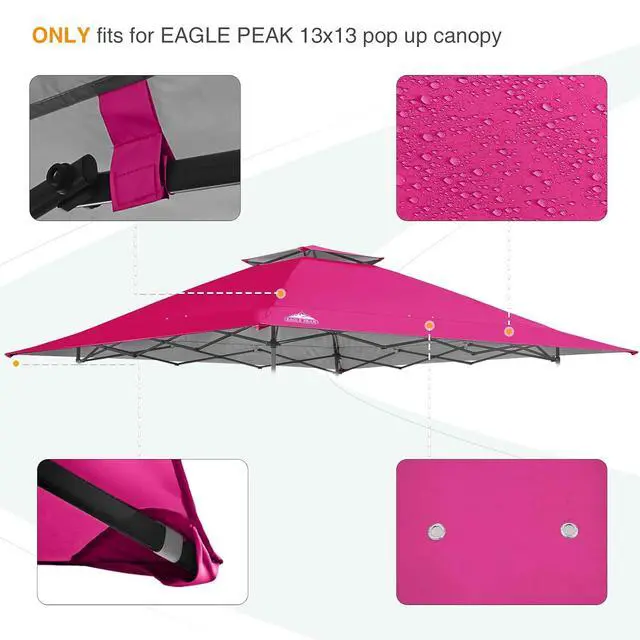 Alt view image 6 of 7 - Replacement Canopy Top for Eagle Peak 13x13 Straight Leg Pop Up Canopy Frame Only, Canopy Cover with Two Tier Air Vent, UPF 50+, Frame NOT Included, Dark Pink