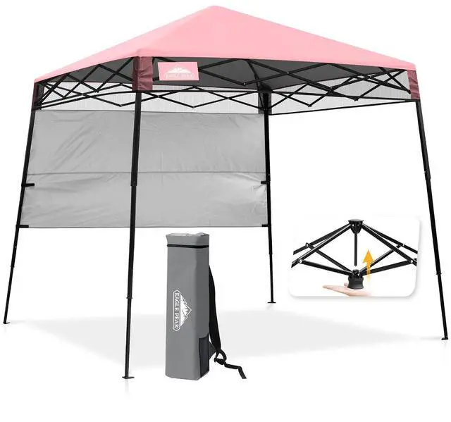 Main image of 8x8 Pop Up Canopy Tent with Sidewall, Compact, Portable Slant Leg Instant Sun Shelter for Beach, Sports, & Camping, 8x8 Base 6x6 Top, Tender Pink