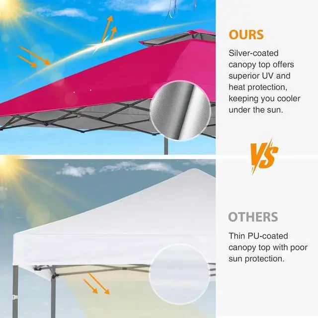 Alt view image 7 of 7 - Replacement Canopy Top for Eagle Peak 13x13 Straight Leg Pop Up Canopy Frame Only, Canopy Cover with Two Tier Air Vent, UPF 50+, Frame NOT Included, Dark Pink
