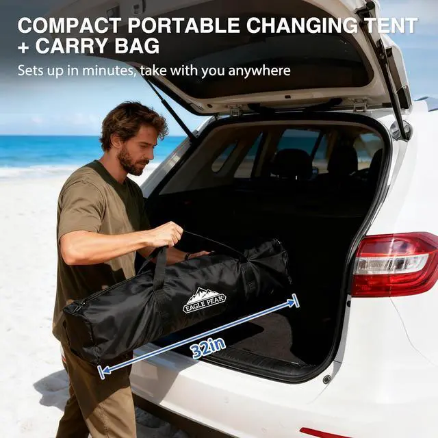 Alt view image 6 of 7 - Flex Ultra Compact 4x4 Changing Room, Pop-up Canopy, Sun Shelter, Portable Privacy Canopy Cabana for Pool, Fashion Photoshoots, or Camping, White/Blue