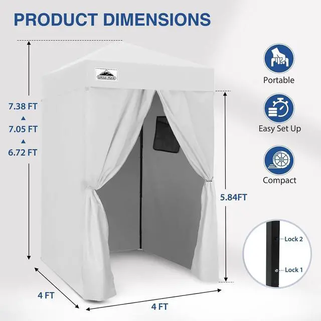 Alt view image 3 of 7 - Flex Ultra Compact 4x4 Changing Room, Pop-up Canopy, Sun Shelter, Portable Privacy Canopy Cabana for Pool, Fashion Photoshoots, or Camping, White
