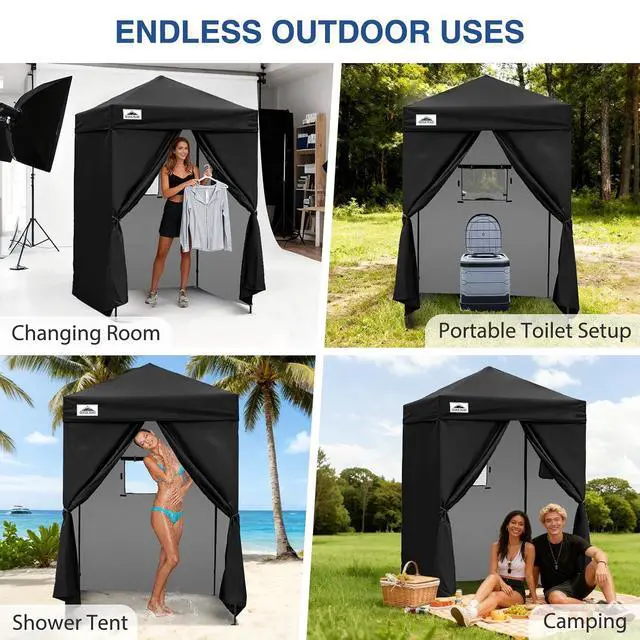 Alt view image 7 of 7 - Flex Ultra Compact 5x5 Changing Room, Pop-up Canopy, Sun Shelter, Portable Privacy Canopy Cabana for Pool, Fashion Photoshoots, or Camping, Black