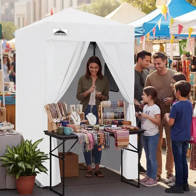 Alt view image 5 of 7 - Flex Ultra Compact 4x4 Changing Room, Pop-up Canopy, Sun Shelter, Portable Privacy Canopy Cabana for Pool, Fashion Photoshoots, or Camping, White