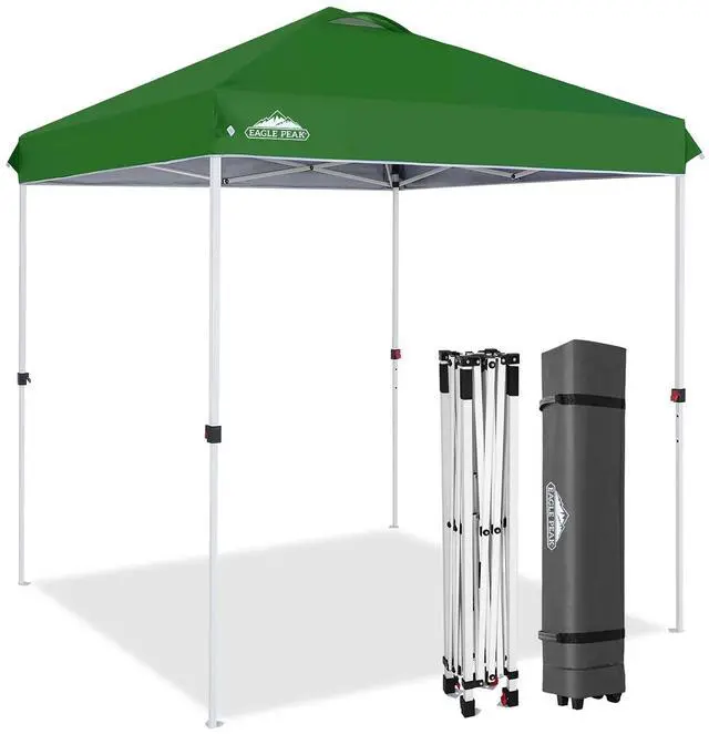 Main image of Pop Up Canopy Tent with Wheeled Carry Bag, 8 Stakes, 4 Ropes, Easy Set Up Tent Canopy, 6.6x6.6 ft, Green