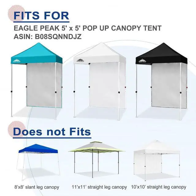 Alt view image 7 of 7 - Canopy Sidewall for 5x5 Pop Up Canopy Frame, Single Side Wall Panel Only (Fits 5x5 Straight Leg Frame, Canopy Top or Frame NOT Included), Turquoise