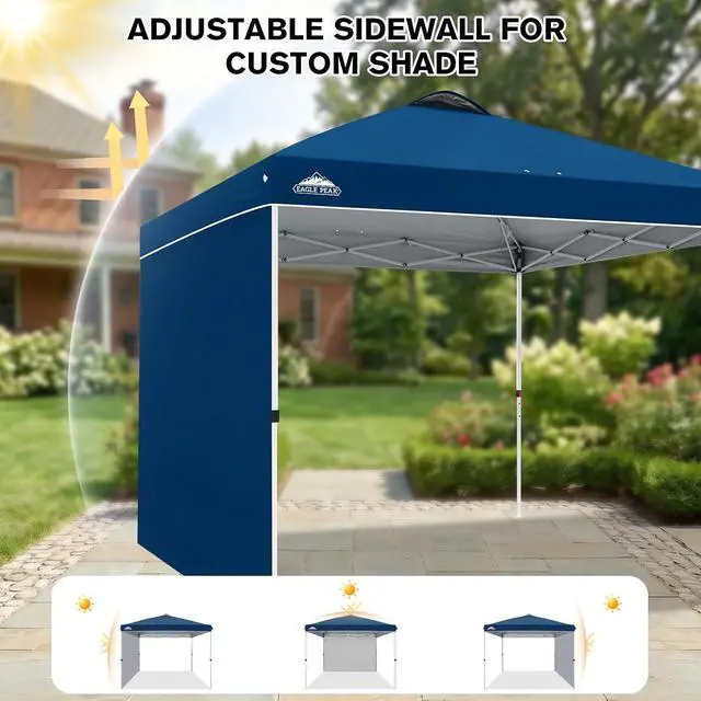 Alt view image 7 of 7 - Commercial Canopy 10x10 Pop Up Canopy Tent with 1 Sidewall, Easy Setup Heavy Duty Instant Event Shelter for Vendors & Markets, Outdoor Sun Shade, Dark Blue