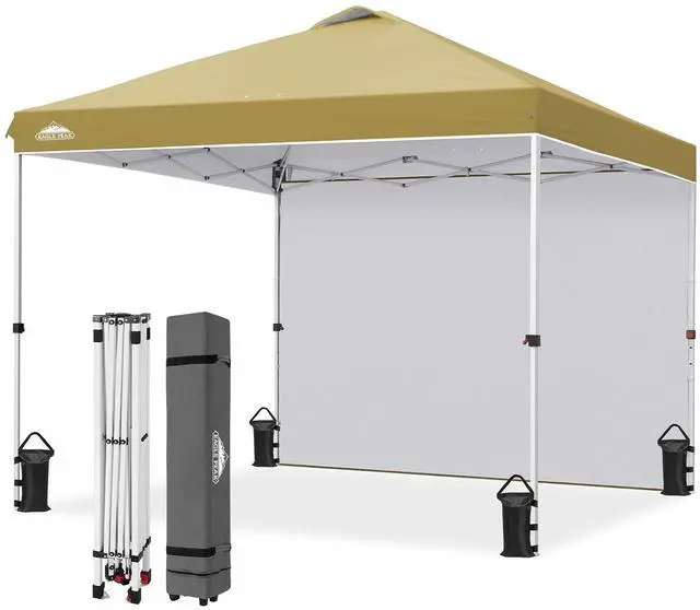 Main image of Commercial Canopy 10x10 Pop Up Canopy Tent with 1 Sidewall, Easy Setup Heavy Duty Instant Event Shelter for Vendors & Markets, Outdoor Sun Shade, Beige