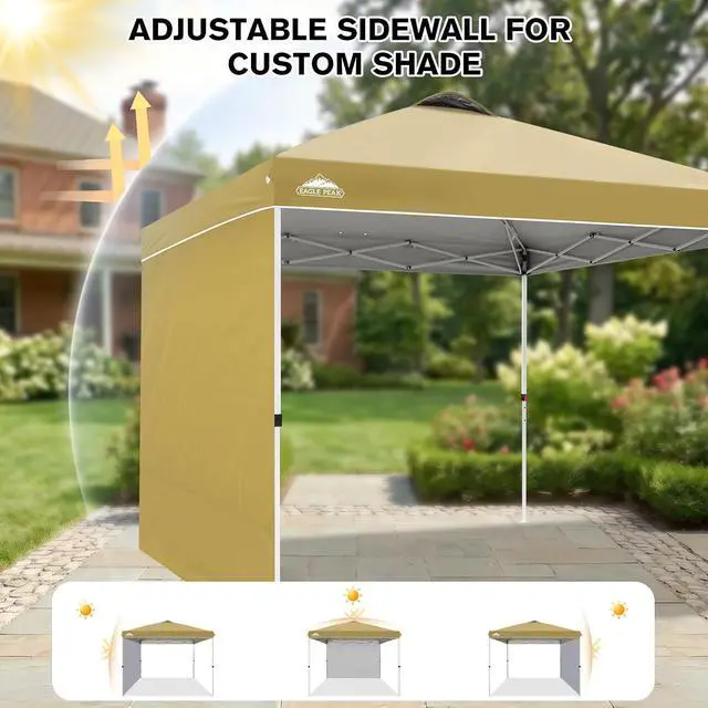 Alt view image 7 of 7 - Commercial Canopy 10x10 Pop Up Canopy Tent with 1 Sidewall, Easy Setup Heavy Duty Instant Event Shelter for Vendors & Markets, Outdoor Sun Shade, Beige