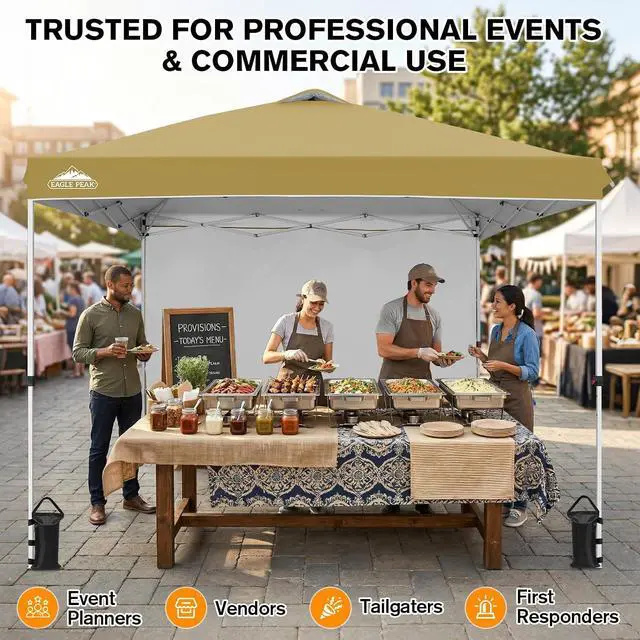 Alt view image 5 of 7 - Commercial Canopy 10x10 Pop Up Canopy Tent with 1 Sidewall, Easy Setup Heavy Duty Instant Event Shelter for Vendors & Markets, Outdoor Sun Shade, Beige