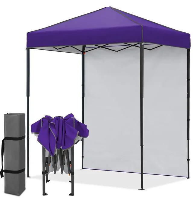Main image of 6x4 Instant Pop Up Canopy Tent with 1 Side Wall Panel, Straight Leg Sun Shelter, Portable Canopy with Carry Bag for Camping, Beach & Sports, Purple