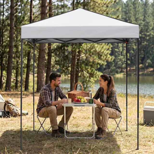 Alt view image 7 of 7 - 6x4 Instant Pop Up Canopy Tent, Straight Leg Sun Shelter, Portable Canopy with Carry Bag for Camping, Beach & Sports, White