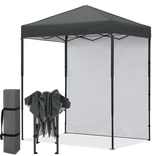 Main image of 6x4 Instant Pop Up Canopy Tent with 1 Side Wall Panel, Straight Leg Sun Shelter, Portable Canopy with Carry Bag for Camping, Beach & Sports, Dark Gray