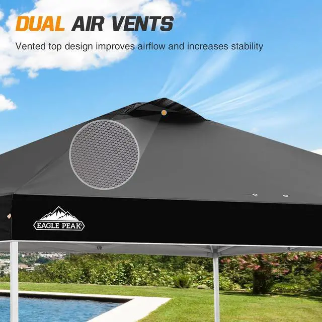 Alt view image 6 of 7 - Replacement Canopy Top for Eagle Peak 10x10 Straight Leg Pop Up Canopy Frame Only, Canopy Cover with Air Vent, UPF 50+, Frame NOT Included, Black