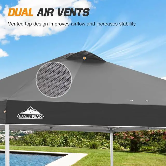 Alt view image 6 of 7 - Replacement Canopy Top for Eagle Peak 10x10 Straight Leg Pop Up Canopy Frame Only, Canopy Cover with Air Vent, UPF 50+, Frame NOT Included, Gray