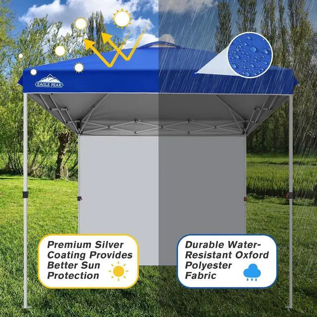 Alt view image 4 of 7 - Commercial Canopy 8x8 Pop Up Canopy Tent with 1 Sidewall, Easy Setup Heavy Duty Instant Event Shelter for Vendors & Markets, Outdoor Sun Shade, Blue