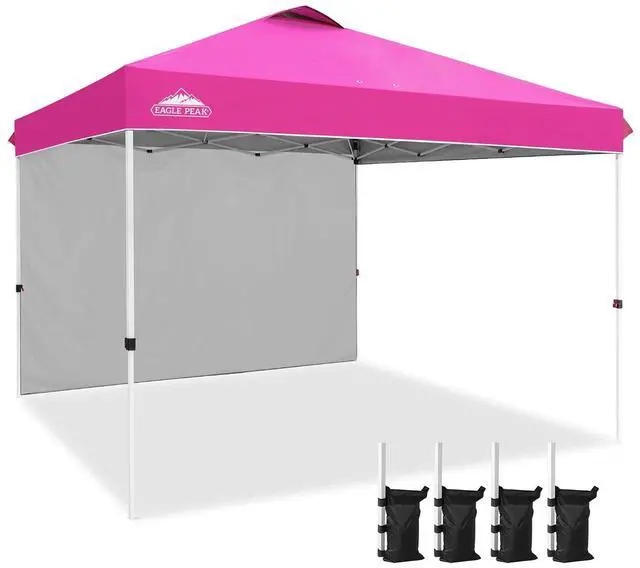 Main image of Commercial Canopy 12x12 Pop Up Canopy Tent with 1 Sidewall, Easy Setup Heavy Duty Instant Event Shelter for Vendors & Markets, Outdoor Sun Shade, Pink