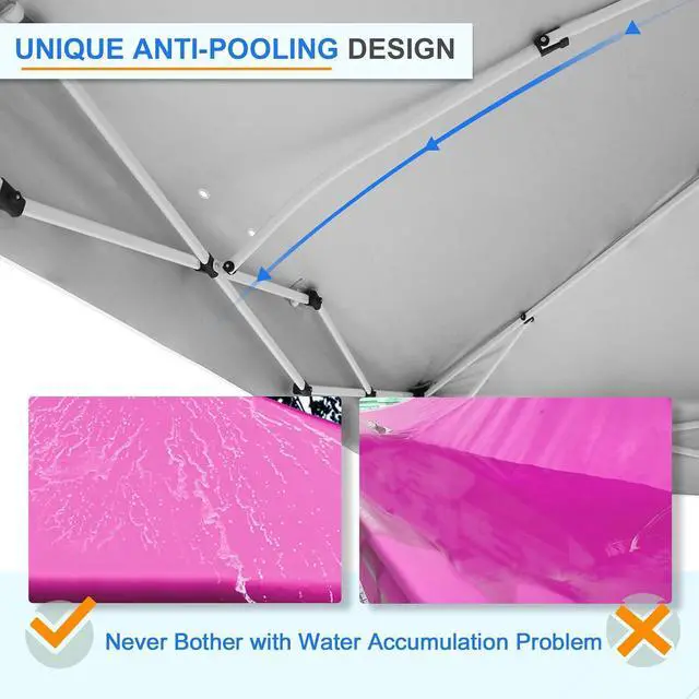 Alt view image 4 of 7 - Commercial Canopy 12x12 Pop Up Canopy Tent with 1 Sidewall, Easy Setup Heavy Duty Instant Event Shelter for Vendors & Markets, Outdoor Sun Shade, Pink