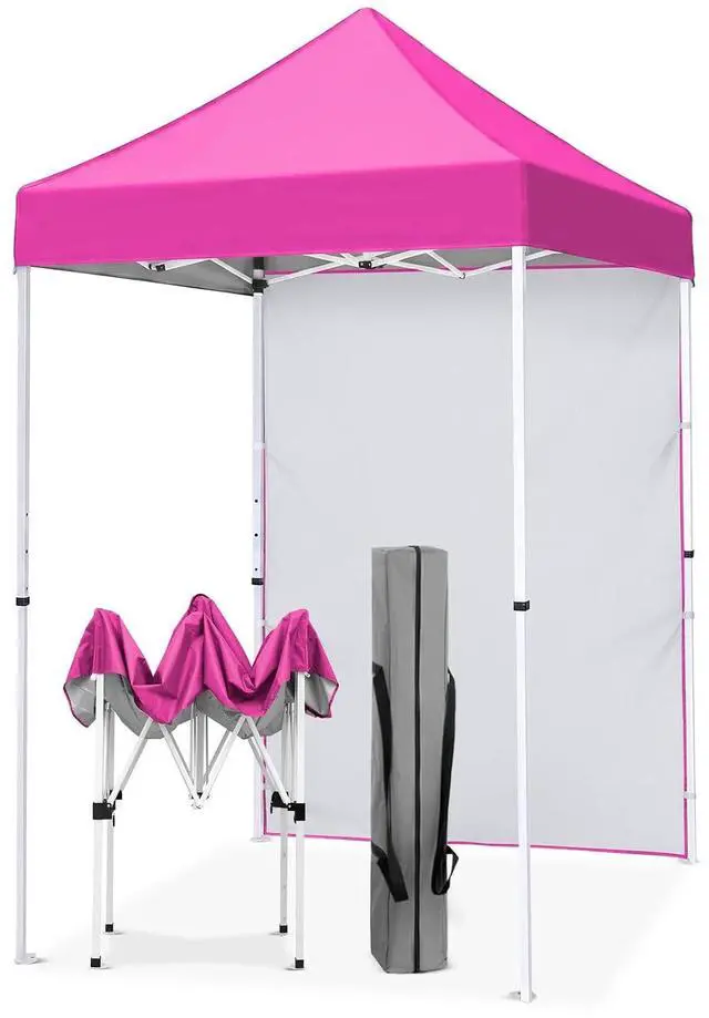 Main image of Pop up Canopy 5x5, Outdoor Portable Canopy Tent with One Removable Sunwall, Carry Bag Included, Pink
