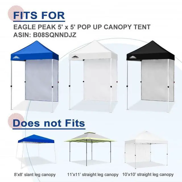Alt view image 7 of 7 - Canopy Sidewall for 5x5 Pop Up Canopy Frame, Single Side Wall Panel Only (Fits 5x5 Straight Leg Frame, Canopy Top or Frame NOT Included), Black