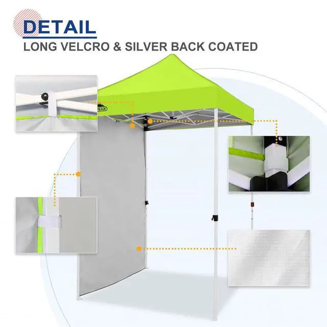 Alt view image 5 of 7 - Canopy Sidewall for 5x5 Pop Up Canopy Frame, Single Side Wall Panel Only (Fits 5x5 Straight Leg Frame, Canopy Top or Frame NOT Included), Neon Green