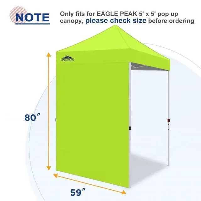 Alt view image 4 of 7 - Canopy Sidewall for 5x5 Pop Up Canopy Frame, Single Side Wall Panel Only (Fits 5x5 Straight Leg Frame, Canopy Top or Frame NOT Included), Neon Green