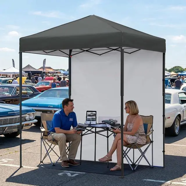 Alt view image 7 of 7 - 6x4 Instant Pop Up Canopy Tent with 1 Side Wall Panel, Straight Leg Sun Shelter, Portable Canopy with Carry Bag for Camping, Beach & Sports, Dark Gray