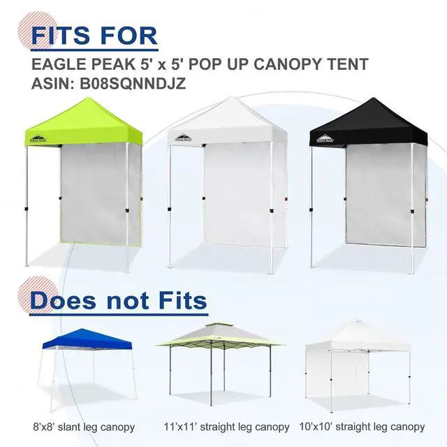 Alt view image 7 of 7 - Canopy Sidewall for 5x5 Pop Up Canopy Frame, Single Side Wall Panel Only (Fits 5x5 Straight Leg Frame, Canopy Top or Frame NOT Included), Neon Green