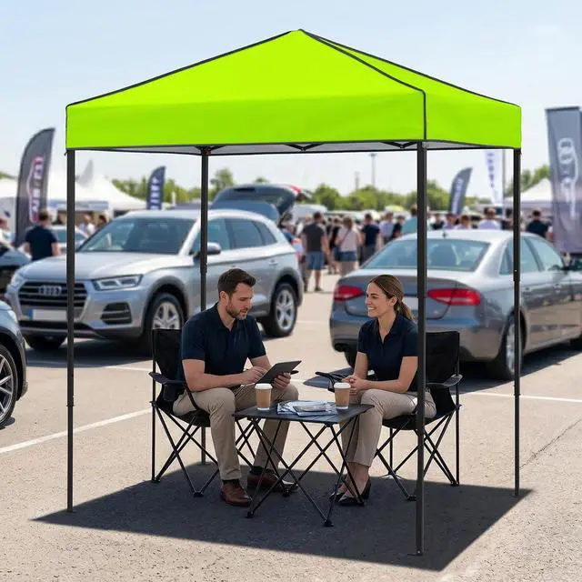 Alt view image 5 of 7 - 6x4 Instant Pop Up Canopy Tent, Straight Leg Sun Shelter, Portable Canopy with Carry Bag for Camping, Beach & Sports, Neon Green