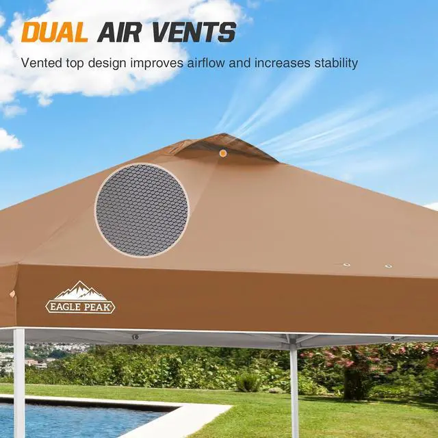 Alt view image 6 of 7 - Replacement Canopy Top for Eagle Peak 10x10 Straight Leg Pop Up Canopy Frame Only, Canopy Cover with Air Vent, UPF 50+, Frame NOT Included, Khaki