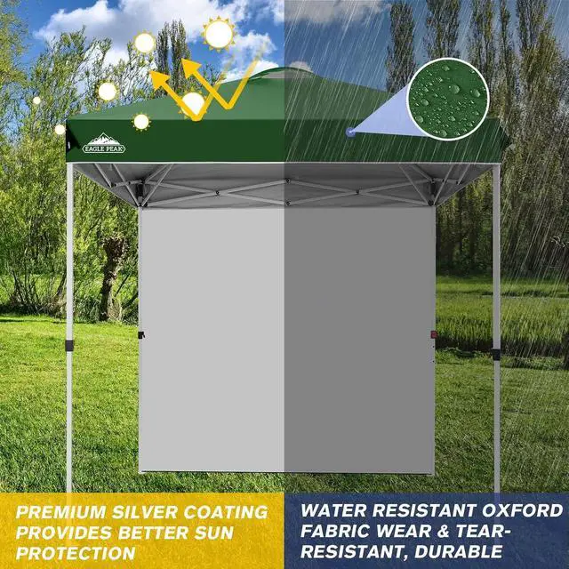 Alt view image 2 of 7 - Commercial Canopy 6.6x6.6 Pop Up Canopy Tent with 1 Sidewall, Easy Setup Heavy Duty Instant Event Shelter for Vendors & Markets, Outdoor Sun Shade, Green
