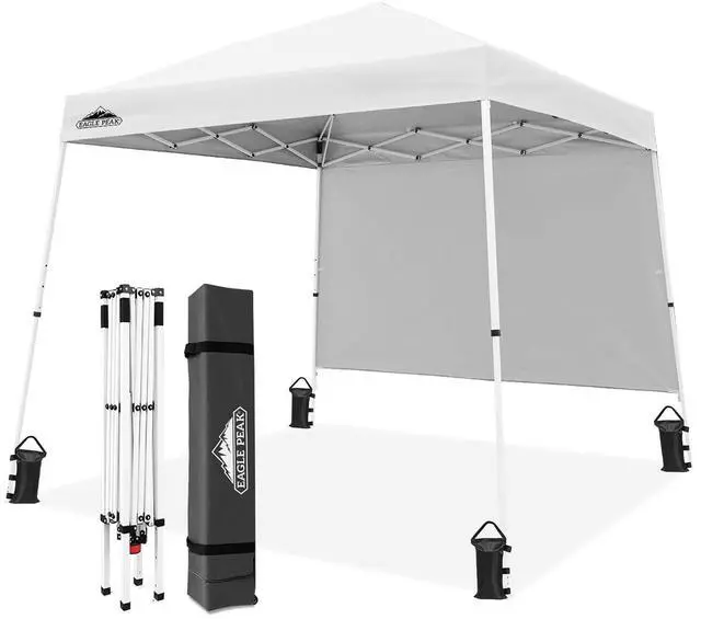 Main image of 10x10 Pop Up Canopy Tent with Sidewall, Compact, Portable Slant Leg Instant Sun Shelter for Beach, Sports, & Camping, 10x10 Base 8x8 Top, White