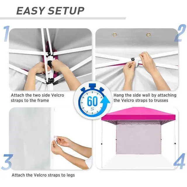 Alt view image 2 of 7 - Sunwall/Sidewall for 10x10 Straight Leg Canopy only, 1 Sidewall, Pink