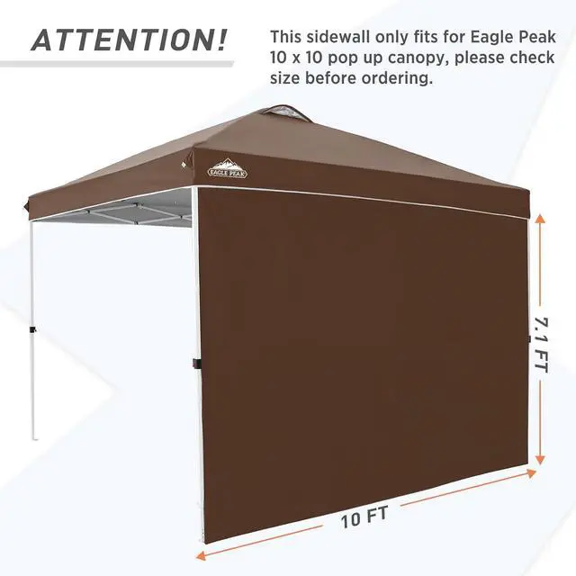Alt view image 7 of 7 - Sunwall/Sidewall for 10x10 Straight Leg Canopy only, 1 Sidewall, Dark Brown
