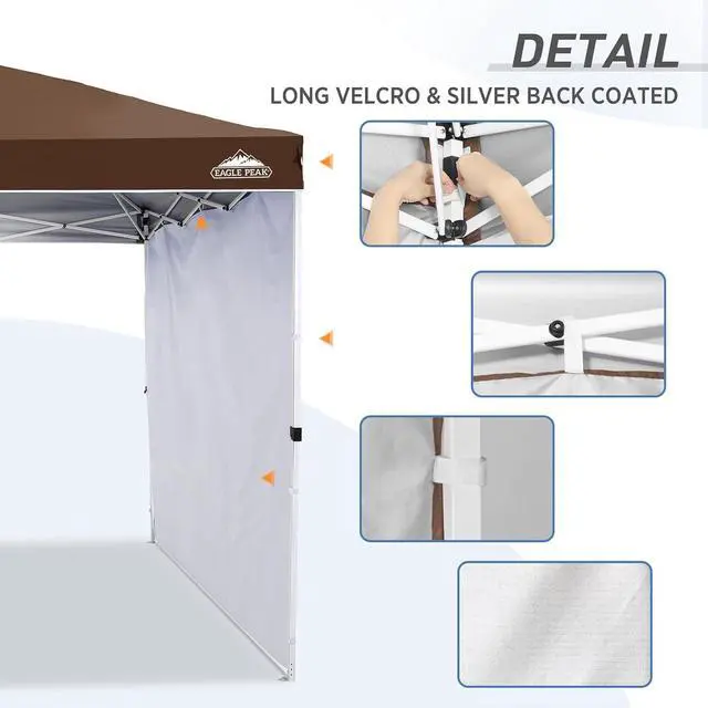 Alt view image 6 of 7 - Sunwall/Sidewall for 10x10 Straight Leg Canopy only, 1 Sidewall, Dark Brown