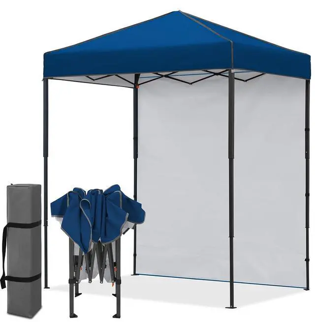 Main image of 6x4 Instant Pop Up Canopy Tent with 1 Side Wall Panel, Straight Leg Sun Shelter, Portable Canopy with Carry Bag for Camping, Beach & Sports, Dark Blue