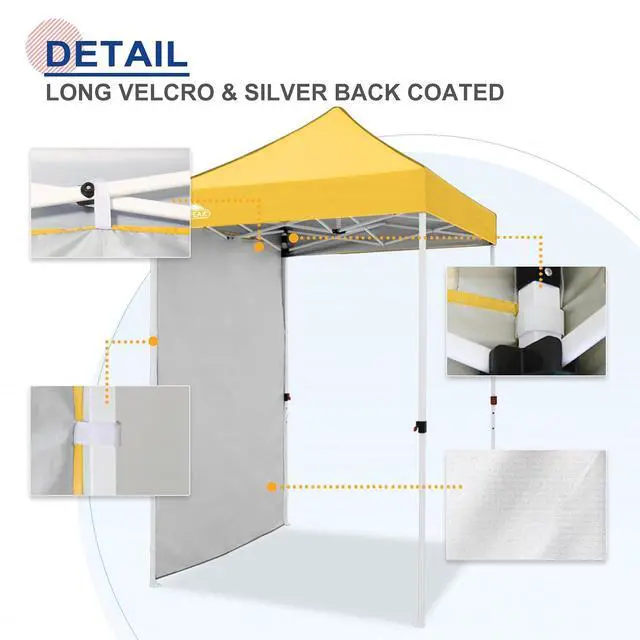 Alt view image 5 of 7 - Canopy Sidewall for 5x5 Pop Up Canopy Frame, Single Side Wall Panel Only (Fits 5x5 Straight Leg Frame, Canopy Top or Frame NOT Included), Yellow