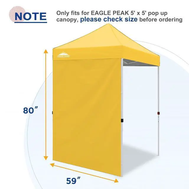 Alt view image 4 of 7 - Canopy Sidewall for 5x5 Pop Up Canopy Frame, Single Side Wall Panel Only (Fits 5x5 Straight Leg Frame, Canopy Top or Frame NOT Included), Yellow